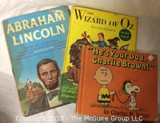 Collection of Children's Books: Abraham Lincoln, Wizard of Oz, Charlie Brown