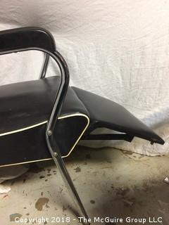 Vintage Black Vinyl Barber/Hairdresser's Chair with Foldout Footrest