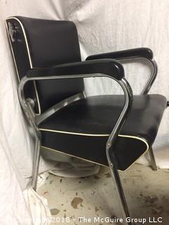 Vintage Black Vinyl Barber/Hairdresser's Chair with Foldout Footrest