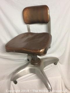 Vintage Industrial Swivel Desk Chair on Wheels