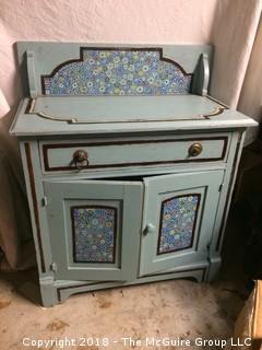 French Painted Wash Stand with Towel Rack