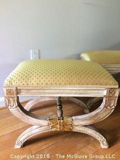 Matching Egyptian Revival Stools with Silk Upholstery