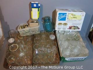 Large collection of Ball canning jars and household bric-a brac