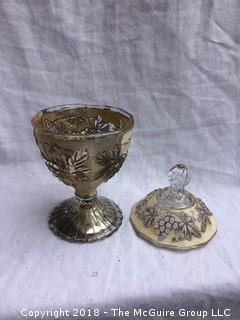 Collection Including Glass Candy Jar and Lid and Two Small Signed Wedgewood Boxes