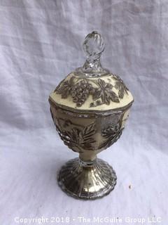 Collection Including Glass Candy Jar and Lid and Two Small Signed Wedgewood Boxes