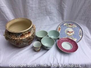 Collection of Porcelain Including Japanese Imari Bowl and Chinese Tea Cups