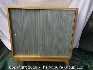 Vintage Sliding Door Cabinet in Gold and Silver