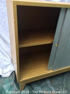 Vintage Sliding Door Cabinet in Gold and Silver