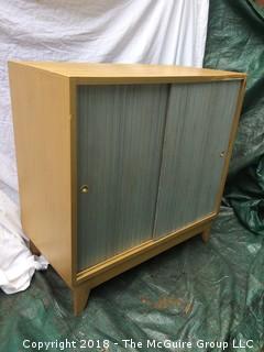 Vintage Sliding Door Cabinet in Gold and Silver