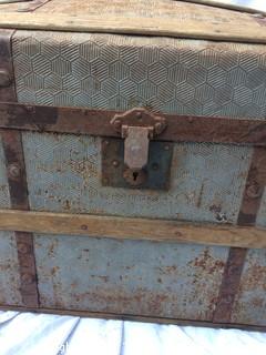 Victorian Aluminum and Wood Humpback Trunk