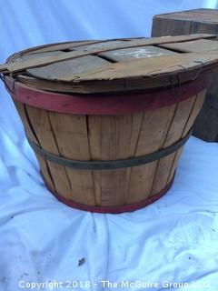 Old Wood Crate and Old Apple Basket with Lid