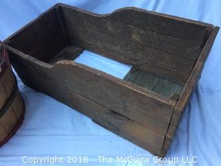 Old Wood Crate and Old Apple Basket with Lid