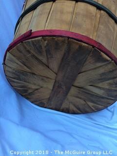 Old Wood Crate and Old Apple Basket with Lid