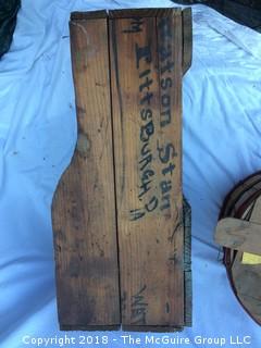 Old Wood Crate and Old Apple Basket with Lid