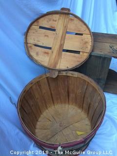 Old Wood Crate and Old Apple Basket with Lid