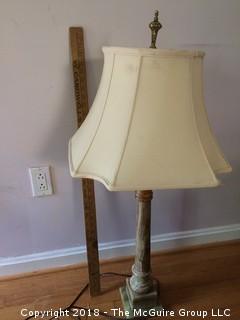 Tall Working Hard Stone Lamp with Shade and Finial