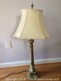 Tall Working Hard Stone Lamp with Shade and Finial