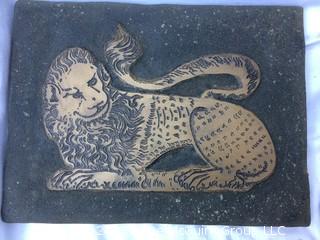 Set of Three Reproduction Medieval Gravestone Rubbing Blocks of Animals