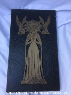 Reproduction Medieval Gravestone Rubbing Blocks of Lady with Angels