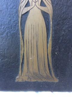 Reproduction Medieval Gravestone Rubbing Blocks of Lady with Angels