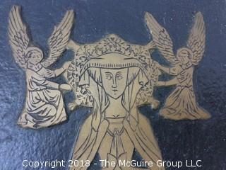 Reproduction Medieval Gravestone Rubbing Blocks of Lady with Angels