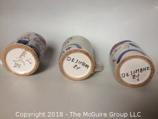 MCM Three De Simone Pottery Sailor Mugs