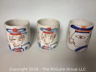 MCM Three De Simone Pottery Sailor Mugs