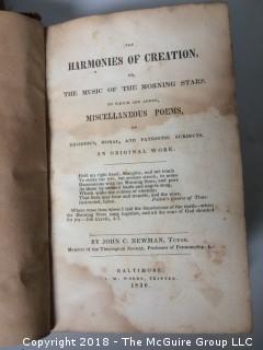 Collection of Books: The Mormons or Latter-Day Saints, 1856, Lippincott, and The Harmonies of Creation by John C. Newman, 1836, J. W. Woods