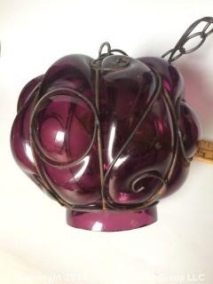 MCM Murano Blown Glass and Wire Hanging Lamp Working