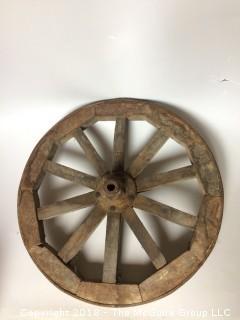 Antique Wagon Wheel with Metal Rim and Wood Spokes