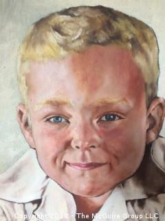 Oil on Canvas of Charming Boy Signed CAM