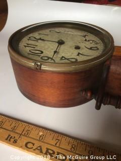 Ingraham Banjo Clock with Wood Finial, Key, and Pendulum