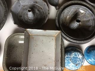 Collection of 35 Pieces of Vintage Enamelware