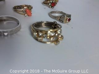 Collection of 9 Costume Jewelry Rings