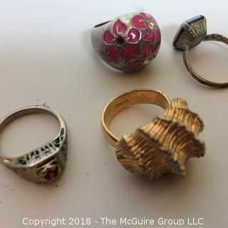 Collection of 9 Costume Jewelry Rings