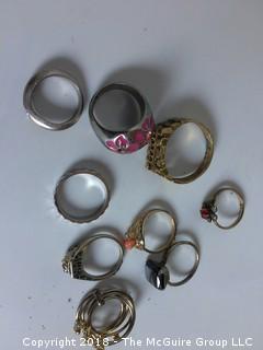 Collection of 9 Costume Jewelry Rings