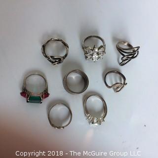 Collection of 8 Sterling Rings