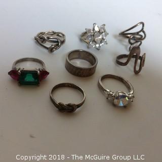 Collection of 8 Sterling Rings