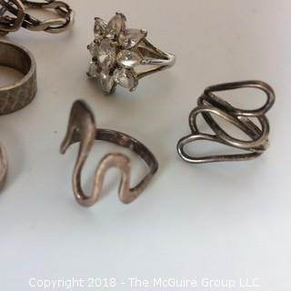 Collection of 8 Sterling Rings