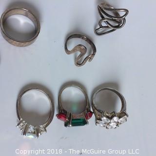 Collection of 8 Sterling Rings