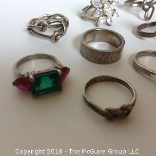 Collection of 8 Sterling Rings