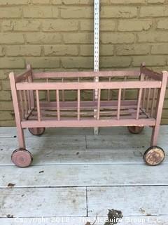 Vintage Doll Bed on Wheels