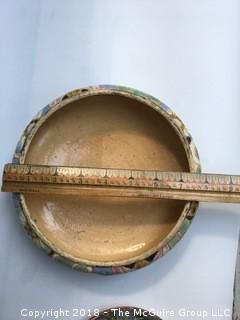 Asian Teacup and Saucer and Lovely Low Clay Bowl