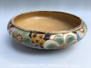 Asian Teacup and Saucer and Lovely Low Clay Bowl