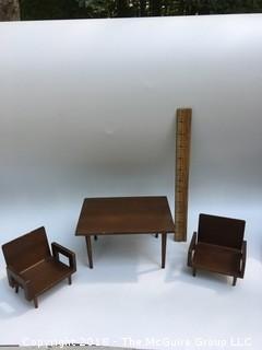 Vintage Mid Century Mattel Doll Furniture Table and Two Chairs