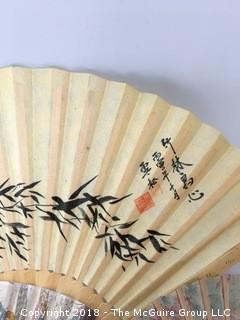 Collection of Three Fans and One Wood Box