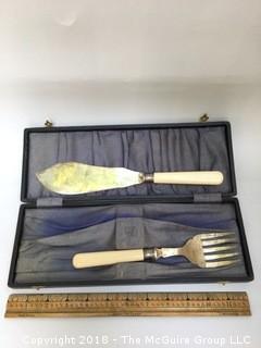 Set of Fish Knife and Fork with Celluloid Handles