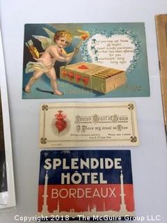 Collection of Anchor Line Passenger List, Luggage Sticker, Holy Card, Valentine and Holiday Card, and Signed Photograph of State Theatre