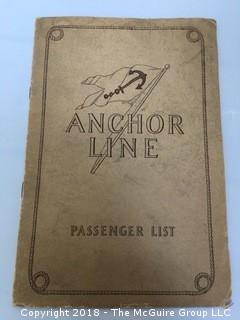 Collection of Anchor Line Passenger List, Luggage Sticker, Holy Card, Valentine and Holiday Card, and Signed Photograph of State Theatre