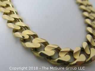 Curb/Cuban Link 14k Gold Bracelet; 9" long; 44g {Description altered 11-7-2018 at 12:29pm} 